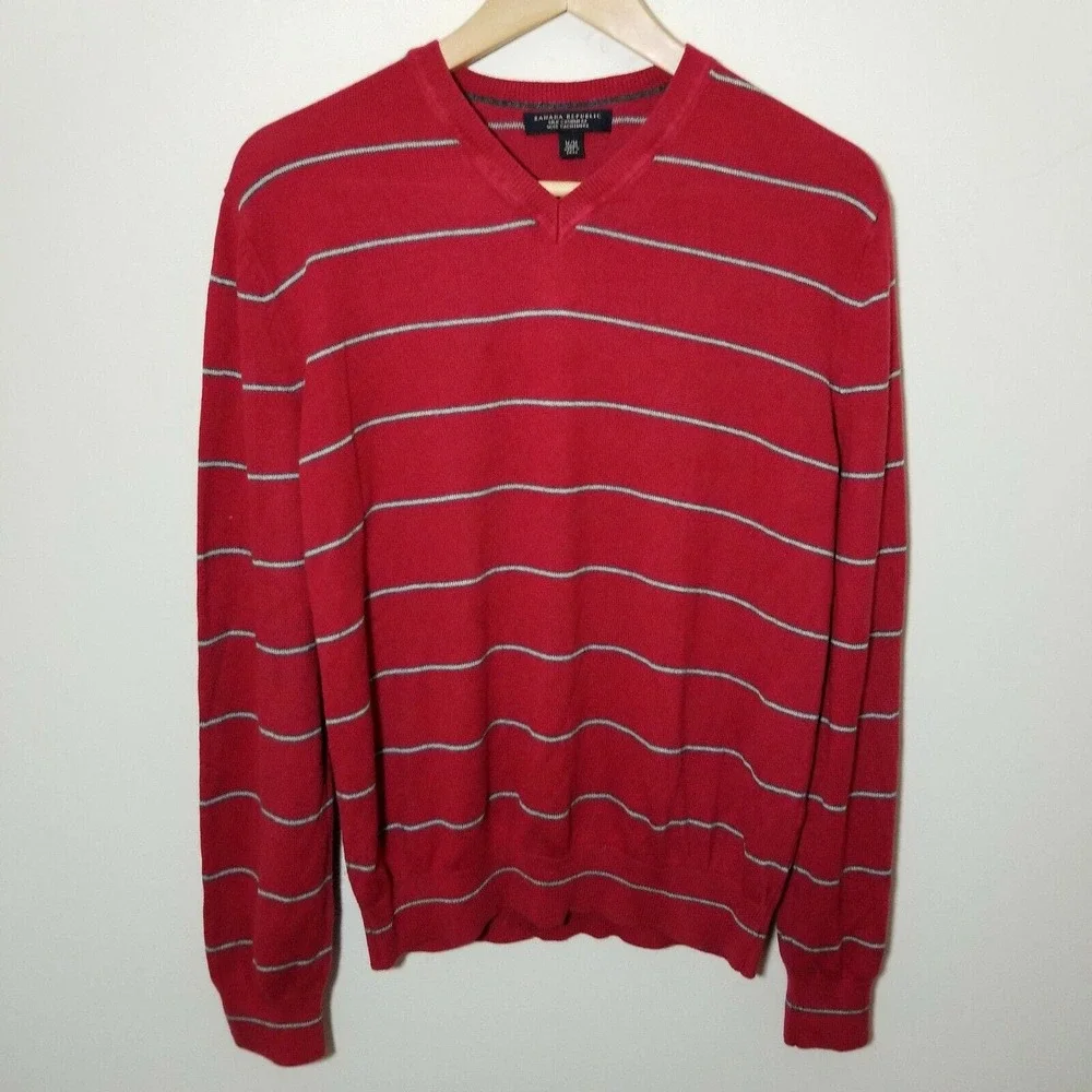 Banana Republic Mens Silk Cashmere Lightweight Striped Sweater Medium‎